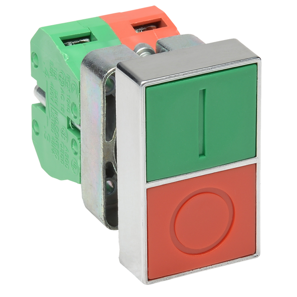 Momentary Pushbutton Switch, Green + Red