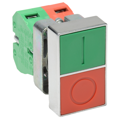 Momentary Pushbutton Switch, Green + Red
