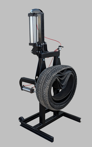 A Tread Nesting Machine loaded with 7 treads nested into one another.